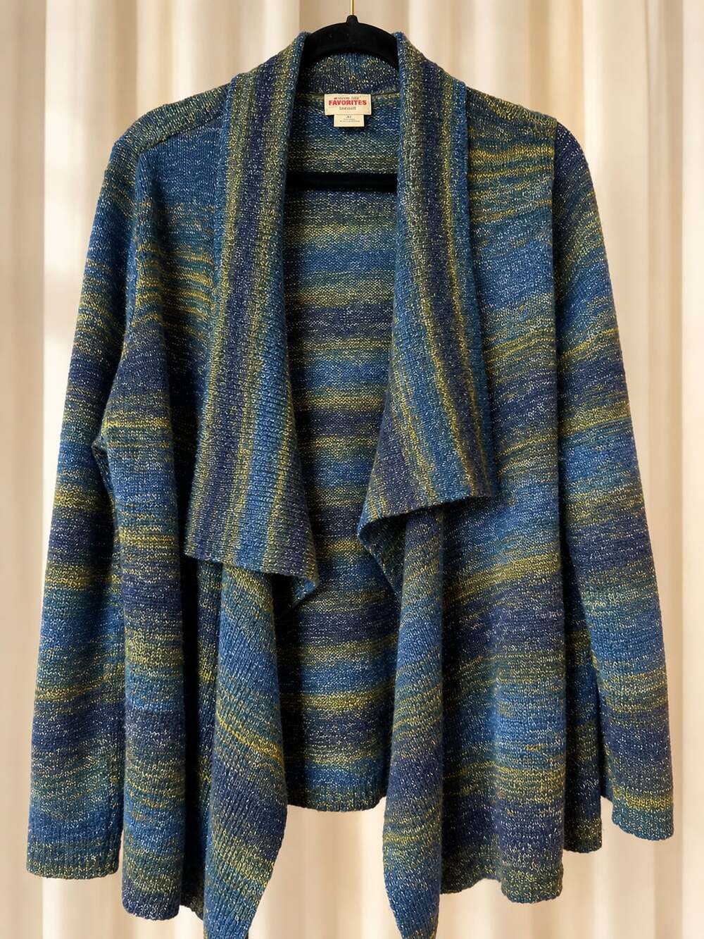 Ruby Rd Favorites Open Front Cardigan Sweater Size 2X Blue Green